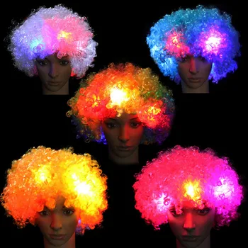 Nuostabi Sprogimo galva, LED lemputės Mirksi Plaukų Perukas Gerbėjai Įdomus Helovinas Šalis Rave Dekoras