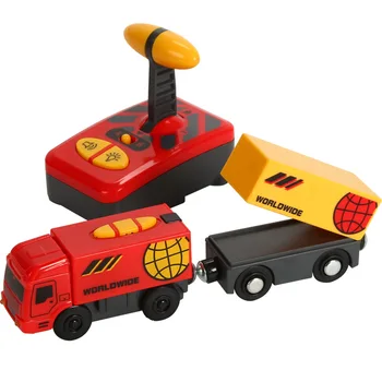 Nuotolinio Valdymo pultas RC Elektrinis Mažos Traukinio Žaislų Rinkinys Prijungtas prie Medinių Geležinkelio Bėgių Įdomu Metu Vaikams
