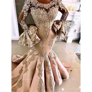 Nėriniai Appliques Vakarines Sukneles Valyti Traukinio Scoop Dubajus Maroko, Saudo Arabijos Undinė Šalis Suknelė 2021 Prom Dresses