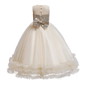Nėriniai mergina vestuvių suknelė elegantiškas princesė šalies grožio konkurso suknelė suknelė be rankovių mergina dress blizgučiais gazas suknelė