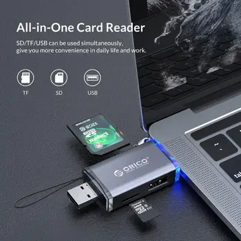 ORICO 6 in 1 Kortelių Skaitytuvas USB 2.0 Tipas C SD Micro SD TF Adapteris, 