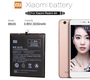 Originalus Telefonas, Baterija Redmi 4A Baterija Xiaomi hongmi 4A BN30 Pakeitimo Baterijas Xiomi hongmi bateria