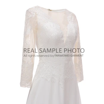 Ourdoor pavasario vasaros šviesos vestuvių suknelė nuotakos suknelė su teismo traukinio grindų ilgis-line šifono nėrinių medžio ketvirtį rankovėmis
