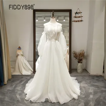 Pasakų 2 In 1 Rankovėmis Vestuvių Suknelė Boho Elegantiška Linija Princesė Nuotaka Puošniai Chalatas De Mariee Vestuvių Suknelės Moterims 2021