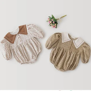 Pavasarį, Rudenį Bamblys Baby Girl Romper Korėjos Stiliaus Velvetas Medvilnės Ilgomis Rankovėmis Gėlių Jumpsuit Kūdikių Drabužiai Mergaitėms