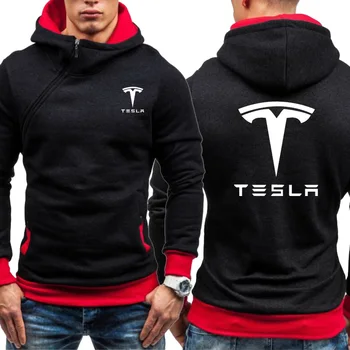 Pavasarį, Rudenį naujas Vyrų Hoodie Tesla Automobilio Logotipas Spausdinti Atsitiktinis Įstrižainės užtrauktukas Palaidinės Vyras Bliuzono Drabužiai