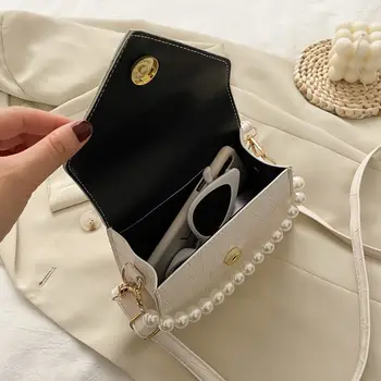 Pearl Dizaino Mini Akmens Modelis PU Odos Crossbody Krepšiai Moterų 2020 M. Elegantiškas Peties Rankinės Moterų Kryžius Body Bag