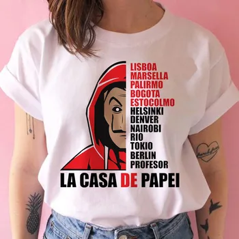 Pinigų Heist Marškinėliai Hip-Hop Moterys, La Casa De Papel Namas Popieriaus Marškinėlius Moterų Ulzzang Viršūnes 90s Drabužius T-shirt Naujas Vasaros
