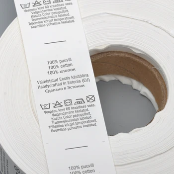 Plotis 35mm Užsakymą dizaino drabužių skalbimo priežiūros žymes NAILONO TAFTOS medžiagos dydis žymes skalbti etiketės whitetape juoda dizainas