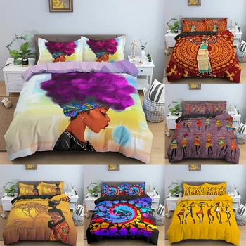 Prabanga Afrikos Moterų Patalynės Komplektai King Size Etninės Spausdinti Antklode Padengti + Užvalkalas Namų Tekstilės Šalikas Antklodė Padengti Rinkinys