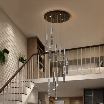 Prabanga K9 Kristalų Liustra Apšvietimo Virtuvės Sala Kabo Lempa Sukasi Laiptai Postmodernaus Kambarį LED Reguliuojamas Šviestuvas