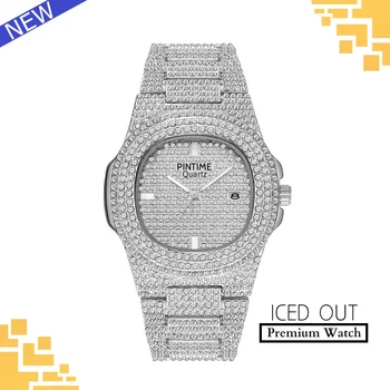 Prabangus Dizainas Lediniame Iš Watch Vyrai Moterys Kvarco Kalendorius Mens Diamond Laikrodžiai Top Brand Prabanga Aukso Moterų Plieno Laikrodis Laikrodžiai
