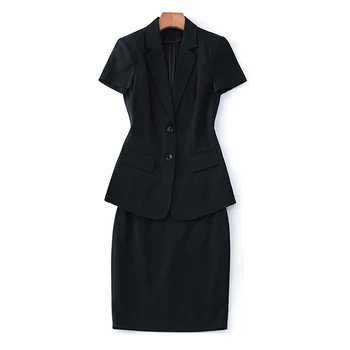 Profesionalus moterų sijonas kostiumas moteriška aukštos kokybės švarkas 2020 Naujas Vasaros Atsitiktinis Juodosios Ponios Striukė Plonas sijonas, dviejų dalių