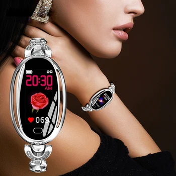 Proker Naujas Moterų Mergina Crystal Luxury Smart Žiūrėti Pedometer Sporto Smartwatch Apyrankę Širdies Ritmo Monitorius Vandeniui Laikrodžiai E68