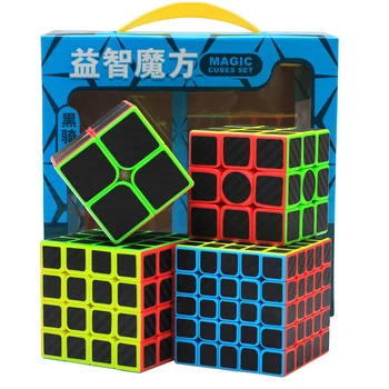 Qiyi Kariai W 2x2 3x3 4x4 5x5 Magic Cube Nustatytas Greitis Kubo Galvosūkį Stickerless Neo Kubas 4pcs/Set Švietimo Žaislas Su Dovanų Dėžutė