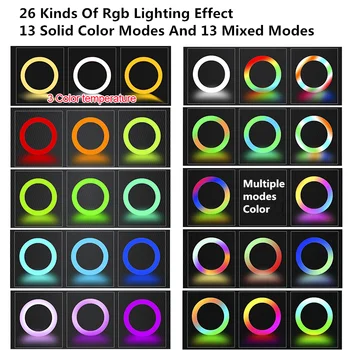 RGB Šviesos Žiedas 10 colių 26 Spalvas, Vaizdo, Šviesos, Su Trikojo Stovo Laikiklį LED Selfie Lempos Fotografija Apšvietimo fotostudija Gyventi