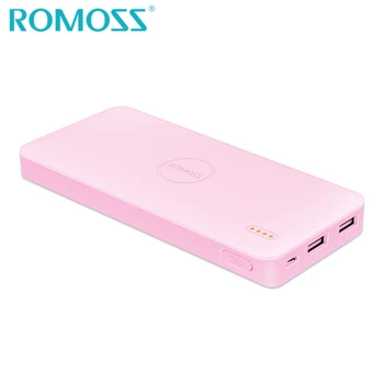 ROMOSS Galia Banko 10000mAh Plonas Li-polimero Išorės Atsarginės Baterijos, 2 USB Išėjimas Mokestis