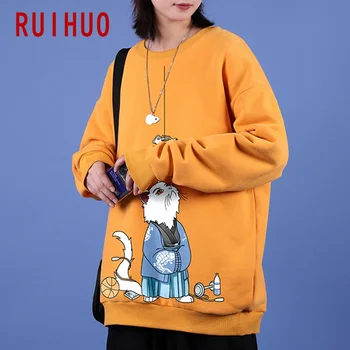 RUIHUO Animaciją Kačių Palaidinukė Vyrų Japonų Drabužių Streetwear Vyrų Viršūnes Hip-Hop Harajuku Megztinis Vyrams Megztiniai M-5XL 2020 m.
