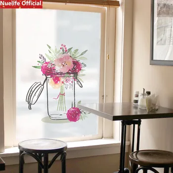 Rankomis dažyti gėlių raštas elektrostatinės matinio stiklo plėvelė, langų durys, vonios kambarys, vonia saulės vandeniui pvc langų plėvelė
