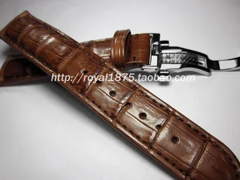 Rankų darbo Krokodilo odos natūralios Odos Dirželis ruda Wristband19mm 20mm 21mm Žiūrėti Diržo Watchbands Band Apyrankę Drugelis sagtis