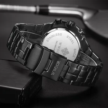 Relojes Hombre 2020 WWOOR Laikrodžiai Mens Top Brand Prabangus Juodas Didelis Ciferblatas Chronograph Vyrų Sporto Vandeniui Riešo Žiūrėti Montre Homme