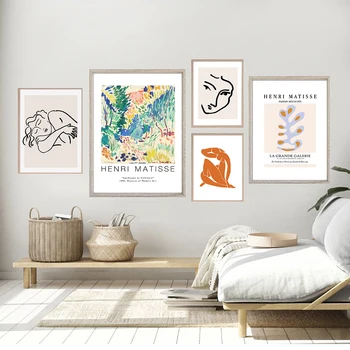 Retro Abstraktus Kūnas Sienos Meno Tapybos Drobės Matisse Spalvinga Augalų Plakatas Ir Spausdinti Nuotraukas, Gyvenamasis Kambarys Šiaurės Šalių Namų Dekoro