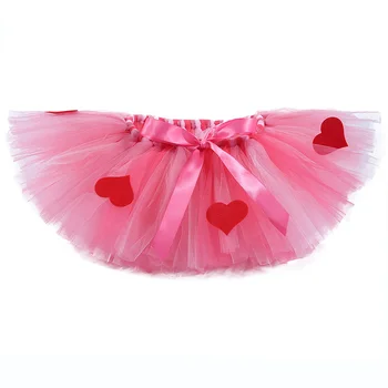 Rožinės spalvos Poliesterio Tiulio Bamblys Mergina Bendras Sijonas Vaikų Širdies Modelis Valentino Diena Tutu Sijonas Vaikai Princesė Alisa Sijonai