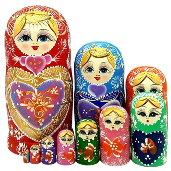 Rusijos lizdus lėlės 10 grindys importuoti rankų darbo mediniai gaminiai kūrybos dovanos grindys žaislų rinkinys vienetų liepų medienos apdaila