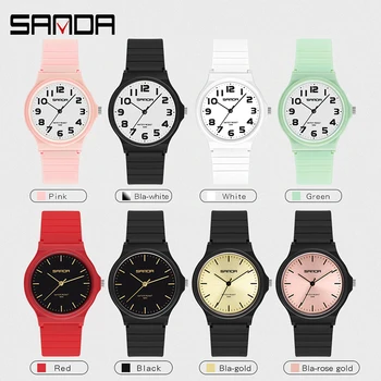 SANDA Moterų Laikrodžiai Paprasta Kvarciniai Rankiniai laikrodžiai už Elegantiškas Ponios Juosta balta Juoda Naujas Mados Chic Studentų Laikrodžiai Moteris
