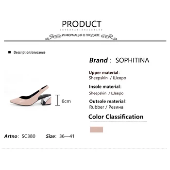 SOPHITINA Elegantiška Rožinės spalvos Basutės Atgal Dirželis natūralios Odos Aikštėje Med Kulno Pažymėjo Tne Moterų Bateliai Stilingas Seklių Sandalai C380