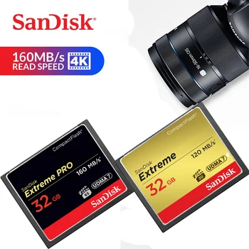 Sandisk Compact Flash Kortelė CF 64GB SD 128 GB 32GB Extreme PRO U3 Už SLR Fotografavimo 4K Vaizdo Compact Flash Atveju, USB, Adapteris,