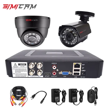 Saugumo kamerų VAIZDO stebėjimo sistemos komplektas, Kameros, DVR HD 4CH 1080N 5in1 DVR Rinkinys 2vnt 720P/1080P HAINAUT Kamera 2MP P2P Vaizdo stebėjimo Komplektas