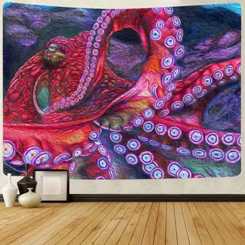 Simsant Aštuonkojai Gobelenas Mandala Jūrų Gyvybės Japonų Stiliaus Meno Sienos Kabo Gobelenai, skirtą Kambarį Namuose Bendrabučio Dekoras