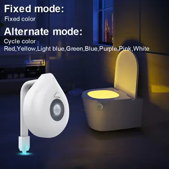 Smart PIR Judesio Jutiklis Tualeto Sėdynė Naktį Šviesa 8 Spalvų Vandeniui Apšvietimas unitazo LED Lempos, WC Tualeto Naktį Šviesos