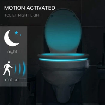 Smart Tualeto Sėdynė Naktį Šviesos PIR Judesio Jutiklis Lempos Vandeniui Apšvietimas unitazo LED Luminaria Lempos WC Tualeto Šviesos