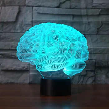 Smegenų Formos 3D Iliuzija Lempa 7 Spalvų Keitimas Jutiklinį Jungiklį LED Nakties Šviesos Akrilo Stalo lempos Atmosfera Lempos Naujovė Apšvietimas