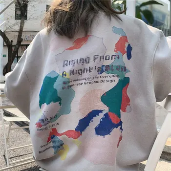 Spausdinti Golfo Vilnos Aksomo Šiltas Hoodies Moterys Ilgomis Rankovėmis Paprastų Moterų Megztinis 2020 Mados Korėjos Atsitiktinis Marškinėlius