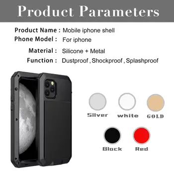 Sunkiųjų 360 Visiškai Apsaugoti Metalo Telefono dėklas skirtas iPhone 12 Pro Max 11 8 7 6 6S Plius 5s SE atsparus smūgiams gaubtas, Skirtas 