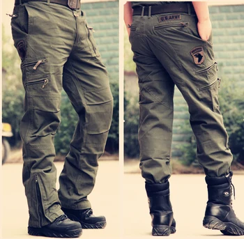 Tactical Kelnes Armijos Vyrų Camo Jogger Plius Dydis Medvilnės Kelnės Multi Pocket Zip Karinis Stilius Kamufliažas Black vyriški Krovinių Ziajać