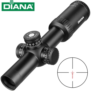 Taktinis Diana 1-4X24 Raudonas Tinklelis Riflescope Su tikslinėmis Medžioklės Bokštelius Monokliai Dėl Snaiperio Šautuvas, Optika Akyse