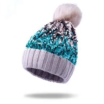 Tarpvalstybinės nauja rudens ir žiemos china megzti skrybėlę Ponios kailiniai kamuolys mados storio žiemos skrybėlę Baotou blizgučiais vilnonių bžūp