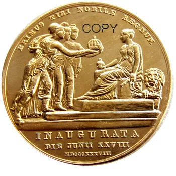 UK 1838 Victoria Karūnavimo Medallion Auksą, Sidabrą, Kopijuoti Monetas