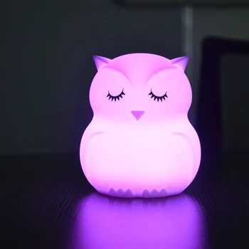 USB Krovimo Lemputė Mielas Animacinių filmų Pelėda spalvotu LED Lempos Silikono Naktį Šviesos Vaikų Žaislas, Lempa Miegamojo Puošmena Apšvietimas