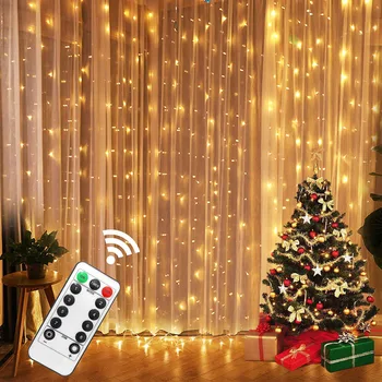 USB Powered 3x1M/3x2M/3x3M LED Varinės Vielos String Lango Užuolaidėlė Žibintai Vandeniui Lauko Kalėdų Vakarėlį Vestuvių šviesos Girlianda