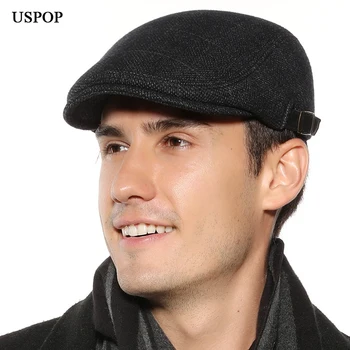 USPOP Vyrų beretės Žiemos pledas beretės reguliuojamas skydelis bžūp vyrų derliaus beretė skrybėlės