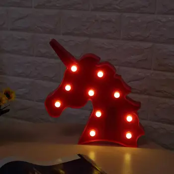 Unicornio Led Naktinis Apšvietimas Vienaragis Šalies 3D LED Stalo Lempa Naujovė Gyvūnų Marquee Pasirašyti Raštą, Lempos Luminaria Vaikams Baby