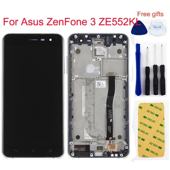 Už Asus ZenFone 3 ZE552KL Z012D Z012DC Z012DA LCD Ekranas Stebėti Skydelis + Touch Ekranas skaitmeninis keitiklis Jutiklis skydų Surinkimo Rėmelį