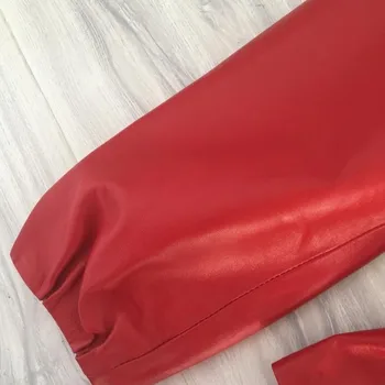 V-Kaklo, Avikailio Kailis Pavasario 2020 Nauja Raudona Juoda Vintage Moterų Plius Dydis Moterų Trumpas Originali Odinė Striukė