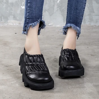 VALLU Moterų batai odiniai 2020 m. pavasarį vieną batai odiniai, platforminiai batai blynai batai moterų mažai viršų batai