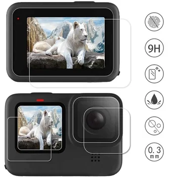 VSKEY 30PCS Grūdintas Stiklas GoPro Hero 9 Camera LCD Screen Protector, Objektyvo Dangtelis atsparus Įbrėžimams Apsauginės Plėvelės